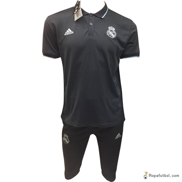 Polo Real Madrid Conjunto Completo 2017/18 Negro